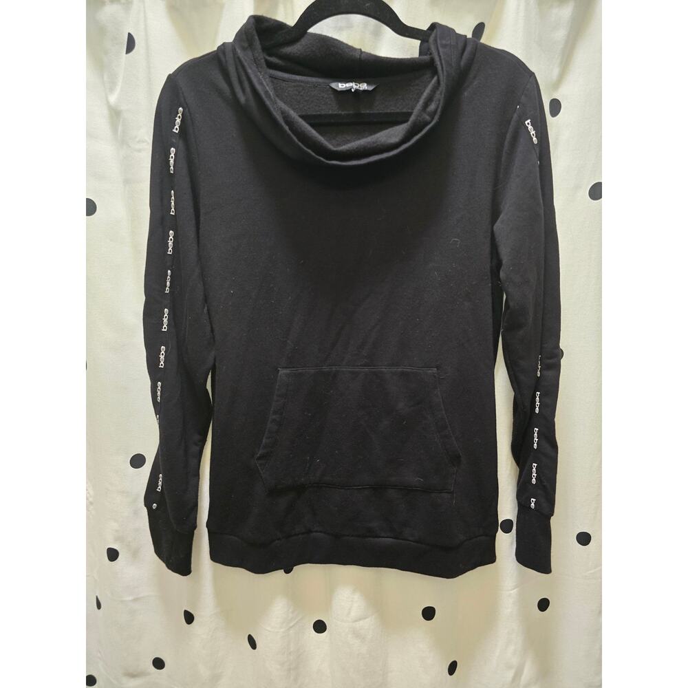 Bebe‎ Sport black funnel neck sweatshirt with pocket size medium